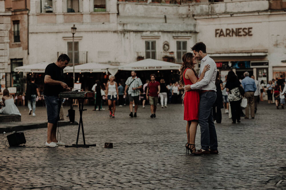 romantic engaged dancing in rome