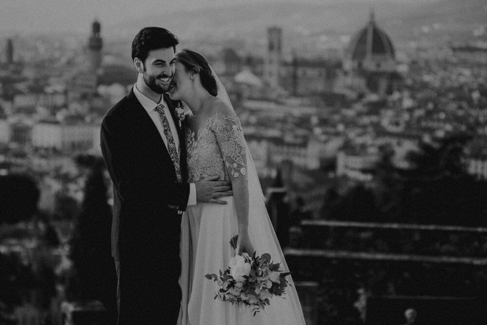 wedding couple photo from piazzale michelangelo in florence
