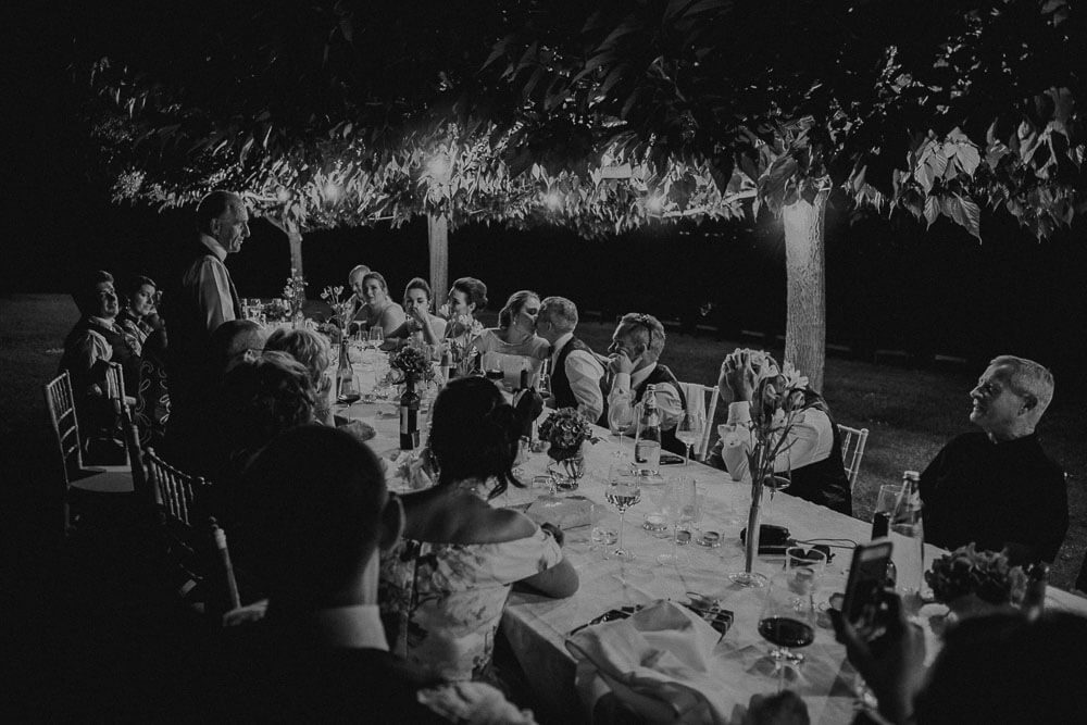 speeches during wedding dinner in tuscany