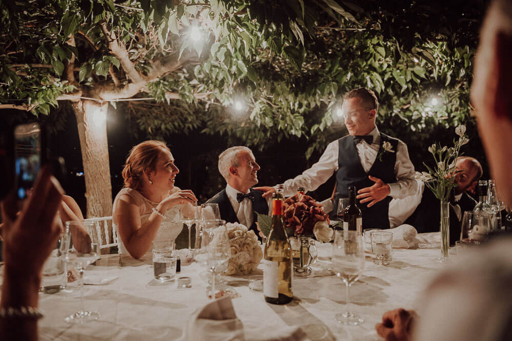 speeches during irish wedding dinner in tuscany