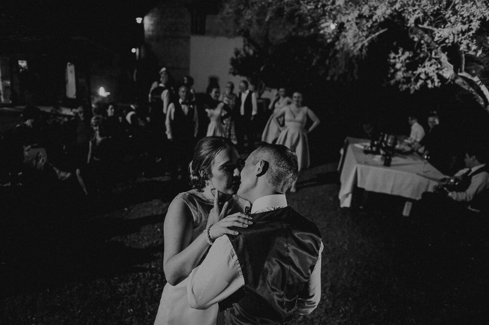destination wedding in tuscany: bride and groom first dance