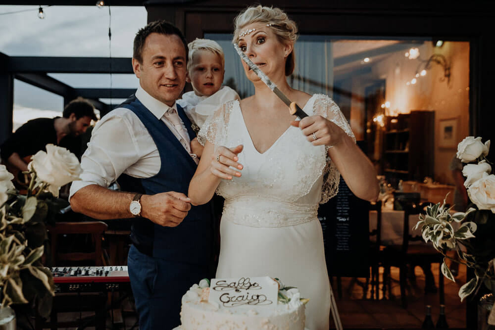 funny cake cutting, piedmont wedding