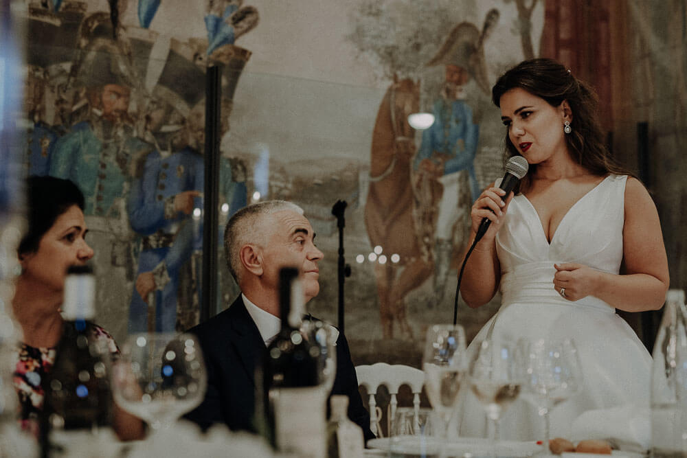 bride involved in speeches, italy wedding in tuscany