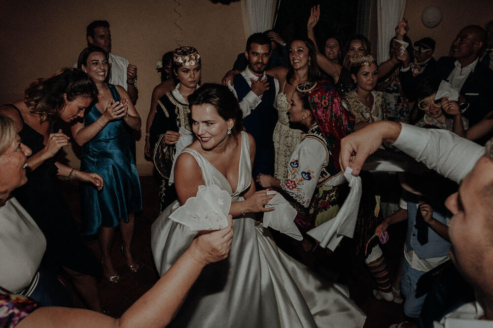 crazy wedding dance party in tuscany