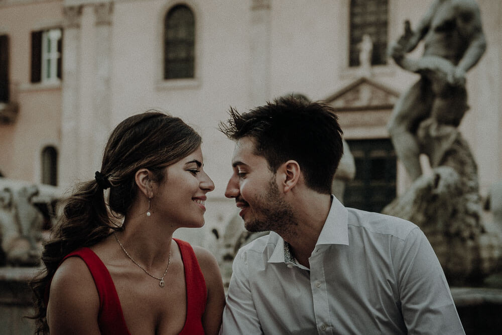 engaged couple portrait in rome, pre wedding photographer in italy